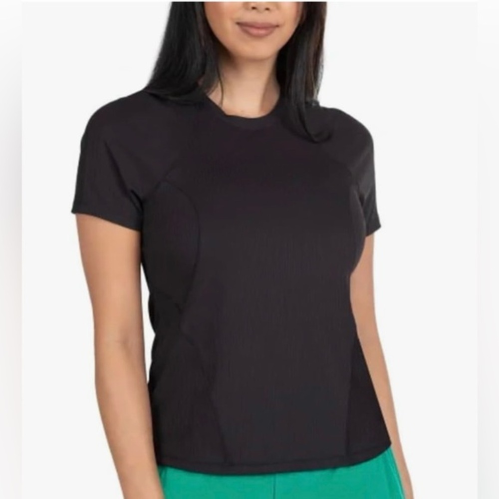 NWT Spyder Active Women's UPF 50+ Ribbed Short Sleeve Tee Shirt Size M